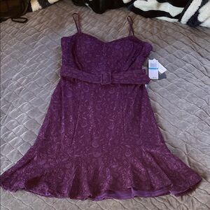 Juniors 9 Elegant Purple Lace Formal Dress